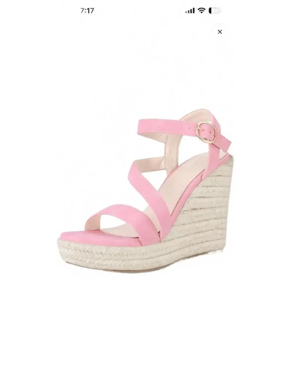 Pink Espadrille Wedge Sandals with Ankle Strap